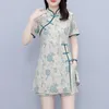 Arbeitskleider Frauen Kleid Vintage Cheongsam Sweet Slim Chinese Retro Fashion Sexy Female Lace und Shorts 2pcs Set