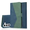 PU -läderplånbok för Samsung S24 Ultra S24 Plus A05 A05S A15 Kontrast Geometrisk magnetisk hit Hybrid Color ID -kortplats Hållare Flip Cover Pu Book Pouch Strap