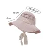 Wide Brim Hats Cute Girls Straw Hat Sun Kids Large Beach Summer Boater Ribbon Round Flat Top Fedora