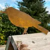 Articles de nouveauté oiseaux patinés avec vis à visser dans le bois 4 oiseaux rouillés en métal rouille décoration de jardin Figure 304L