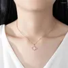 Pendant Necklaces Cute Little Fish Necklace CZ Crystal Pink Opal Chokers Rose Gold Color For Women Girls Ross Quartz Gift