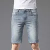 Heren jeans ontwerper lichte luxe denim shorts heren zomer dunne veelzijdige slanke fit rechte been elastisch modemerk casual capris v8sh