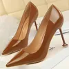 Kleid Schuhe Frauen Sexy 9,5 cm Dünne High Heels Pumps Büro Dame Patent Leder Gold Silber Stiletto Scarpins Prom hochzeit SchuheKleid