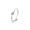 Küme halkaları açık eğik kalp solitaire yüzüğü gerçek 925 Sterling Gümüş Kadınlar nişan düğün beyanı mücevher hediye anillo