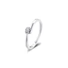 Bagues de cluster Clear Tilted Heart Solitaire Bague Real 925 Sterling Argent Pour Femmes Engagement Déclaration De Mariage Bijoux Cadeau Anillos