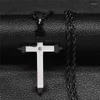 Anhänger Halsketten Gothic Religiöse Jesus Kreuz Grunge Halskette Edelstahl Langkette Charme Schmuck Chretienne N4527S07