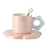 Mugs Fantasy Pearl Glaze Flower Ceramic Coffee Cup and Saucer With Spoon Milk Office Afternoon TEA Highvalue Water 231121