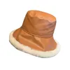 Sombreros de ala ancha Cubo Otoño Invierno Mujeres PU Cuero Panamá Sombrero Grueso Cálido Felpa Pescador Cap para niña Prensado Cuenca Kapelusz 231121