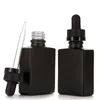 30ml preto fosco vidro líquido reagente pipeta conta-gotas quadrado óleo essencial perfume garrafa de óleo de fumaça e garrafas líquidas odvlo