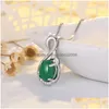 Hanger Kettingen Groene Ovale Jade Ketting S925 Sier Plated Engagement Bruiloft Sieraden Kerstcadeau Drop Delivery Hangers Dh5Fj