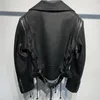YOLOAgain – veste courte en cuir pour femmes, manches détachables, sangle croisée détachable, noir, Moto Biker dames, automne 2023
