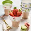 Muggar Creative Ceramic Ice Cream Cup Container Pudding Tulpan Tryckt efterrätt kaffesaftvatten 240 ml 231121