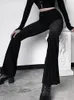 Calça feminina Black Vintage Streetwear Mulheres Flare Harajuku EGIRL EMO EMO GRUNGE FEMANELHA TRUSLICHA FEMANHA Y2K Spring Gothic Alt Roupos
