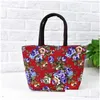 Sacs de rangement Floral ethnique unique sac à main Shoder toile fleur réutilisable magasin portable femmes sac fourre-tout avec fermeture à glissière haute capacité 4MH D DHFIQ