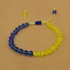 STRAND ABL174 Handgemaakte geel blauw kleurblokkering Oekraïne vlag hand Weave gevlochten lint verstelbare armbanden voor vrouwen sieradenpuls