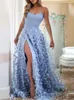 Frauen Rohr Top Split Floral Spitze Kleid Elegante Backless up Mesh Lange Kleider Herbst Winter Neue Abend Party Kleid Vestido