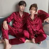 Erkek Sweetwear Çift Pijama Setleri Pijama Loungewear Uzun Kollu Uyku Artı Boyut PJ Pantolon Saten Pijama Lover Silk Pijamas 231122