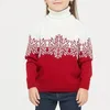 Roupas combinando para a família Natal Suéteres combinando para a família com estampa de floco de neve Mãe vestido de malha pai crianças jumpers engrossar quente gola alta pulôver look de Natal 231122