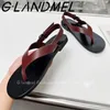 Sandals Flip Flops Comfortable Flat-Heel Summer Sellers Fashion Designer Women Dark Red Instep Cover Beach Shoe