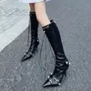Elbise Ayakkabı Seksi Chelsea Boots Sivri Ayak Toe Yüksek Topuklu Tasarımcı Kış Stilettos Diz Pompaları Motosiklet Botaları 231121
