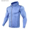 Gymkläder Nya män som kör jackor Fitness Sports Coat Hooded Tight Hoodie Gym Soccer Training Run Joging Jackets Reflective dragkedja T230422