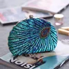 Kvällspåsar Vintage Evening Bag Clutch Purse For Women Sequin Bridal Chain Shoulder Bag For Wedding Partypeacock Blue 231122