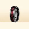 Elegant cool Electroplated Black Inlay Red Opal Paper Black Dragon Pattern Step Tungsten carbide Ring for man T104R D190115027213661