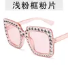 Solglasögon Big Square Luxury Rhinestone Solglasögon Kvinnor Crystal Oversize Brand Designer Sun Glasses Vintage UV400 Female Oculos de Sol J230422