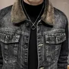 Men's Jackets 2024 British Style Winter Slim Fit Denim Casual Loose Outerwear Streetwear Coats Fashion Thick Fur Warm Jacket