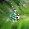 Pendants Cute Dolphin Pendant White Blue Fire Opal Heart Wave Necklaces For Women 925 Sterling Silver Animal Jewelry Wedding