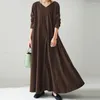 Casual Dresses Female Dress Stylish Relaxed Fit Large Hem Maxi Washable Ladies Ankle Length for Outdoor