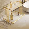 Bathroom Shelves Stainless Steel Frame Acrylic Bottom Plate Storage Holder Bathroom Washbasin Toiletries Shelf Home Dresser Cosmetic Storage Rack 230422