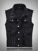 Gilet da uomo 2024 Primavera Moda Rivetto Gilet di jeans Punk Party Borchiato Slim Fit Giacca di jeans Maschile Gilet senza maniche per uomo Taglie forti 6XL