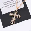 Pendant Necklaces Rhinestone Jesus Cross Alloy Hollow Sweater Chain Necklace Religious Crucifix Christian Ornaments Women's Fashion 2023