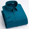 Chemises décontractées pour hommes Arrivée Mode Composite Tout-en-un Velours Chaud Épaissie Hiver Stripe Chemise Plus Taille S M L XL 2XL 3XL 4XL 5XL 6XL7XL