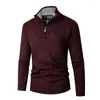 Heren Truien Mode Gebreide Trui Gevoerd 1/4 Zip Trechterhals Effen Kleur Warme Winter Trui Man Kleding