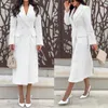 Robe Blazer blanche à Double boutonnage pour femmes, manches longues, bureau, Streetwear, vêtements de sport, une seule veste