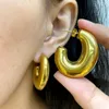 Brincos de argola na moda cor de ouro fosco grosso para mulheres menina brilhante aço inoxidável minimalista em forma de c brinco de metal presente de festa