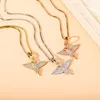 Solid S925 Sterling Silver Angel Wings Pendant Necklace for women Full cubic Zirconia gold plated Hip Hop Female jewelry Accessories Collier birthday gifts bijoux