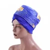 Chapéu turbante africano feminino muçulmano envolto cachecol gorro estampa dourada estilo étnico hijab boné de cuidados