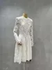Casual jurken Luxe geborduurd kant Witte feestjurk Echte zijden voering Zwart Elegant en mooi damesjurkje