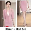 Two Piece Dress Summer Fashion Women Business Suits Skirt And Jacket Sets Half Sleeve Office Ladies Work Uniform Styles Pink