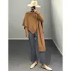 Womens Two Piece Pants High Neck Oregelbundet Dragit Wide Leg Set Quality Sweater Winter Loose Knitting ZT2301 231121