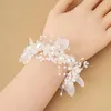 Link Bracelets Wedding Wrist Flower Pearl Corsage Ceremony Prom Bridal Bracelet Hand Decor For Bride & Bridesmaid H9