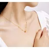 Collier avec pendentifs en or véritable pur pour femmes, bijoux fins de fiançailles et de mariage pour dames