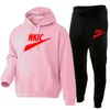 Fashion Men's Tracksuit Sets New Men Print Hooded Jacket Pants Suit Casual Sportswear Sets Male Plus Size