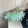 Wallets Plush Feather Evening Bag Mini Shoulder Handbag Purse With Detachable Chain