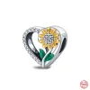 925 Charm koraliki Akcesoria Fit Pandora Charms Biżuteria Biżuteria Prezent Hurtowa różowy klip patelni kwiat Kawałka