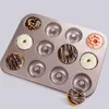 Backformen Golden Karbonstahl Backformen 12 Zellen Antihaft Donutform DIY Kuchen Schokolade Dessert Plätzchen Backform Küchenzubehör 230421