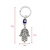 Antik silverlivslivslängd Charm Evil Eye Key Rings Keychain Fatima Hand Keyrings för grossist